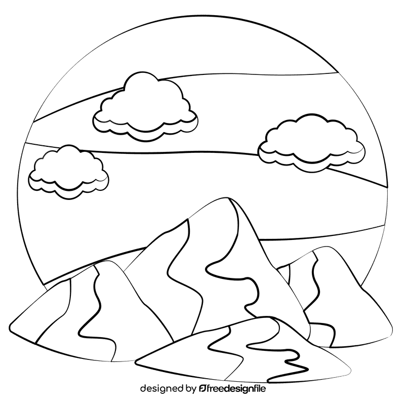 Desert mound black and white clipart