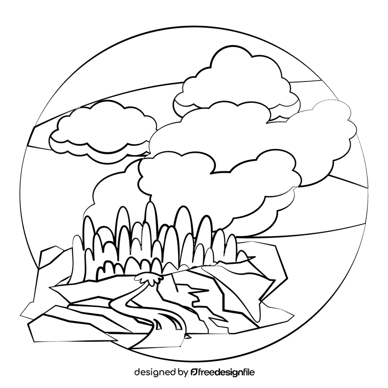 Fissure volcano black and white clipart