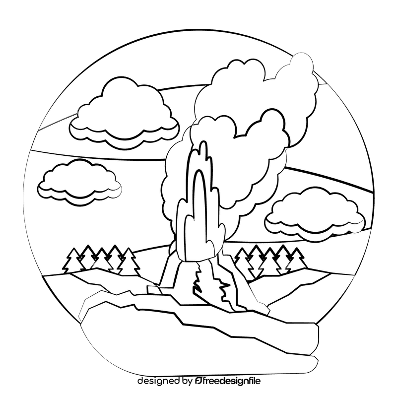 Geyser black and white clipart