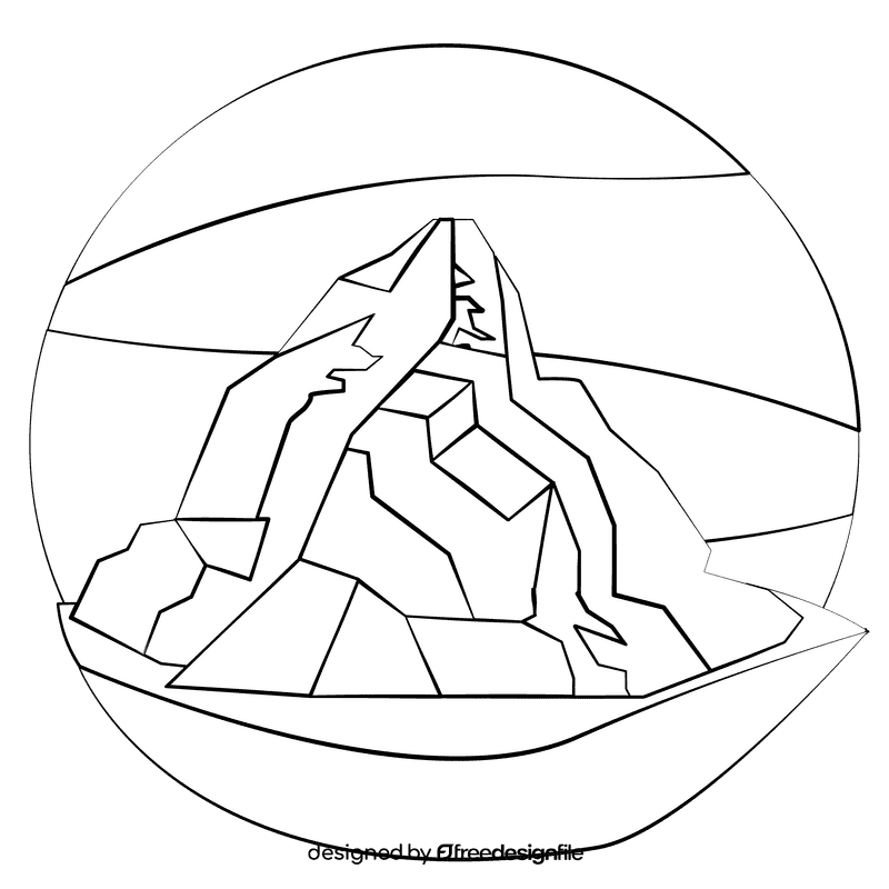 Glacier cave black and white clipart