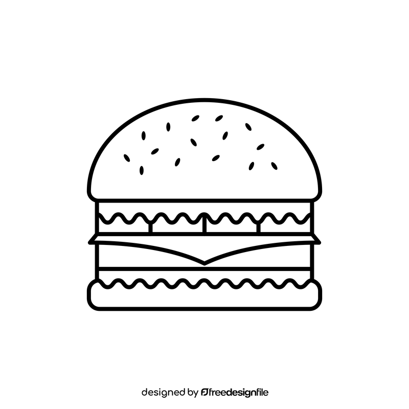 Hamburger black and white clipart