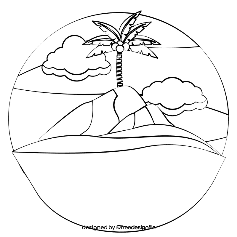 Island black and white clipart