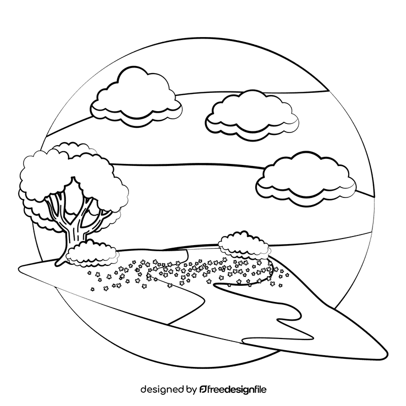 Meadow black and white clipart