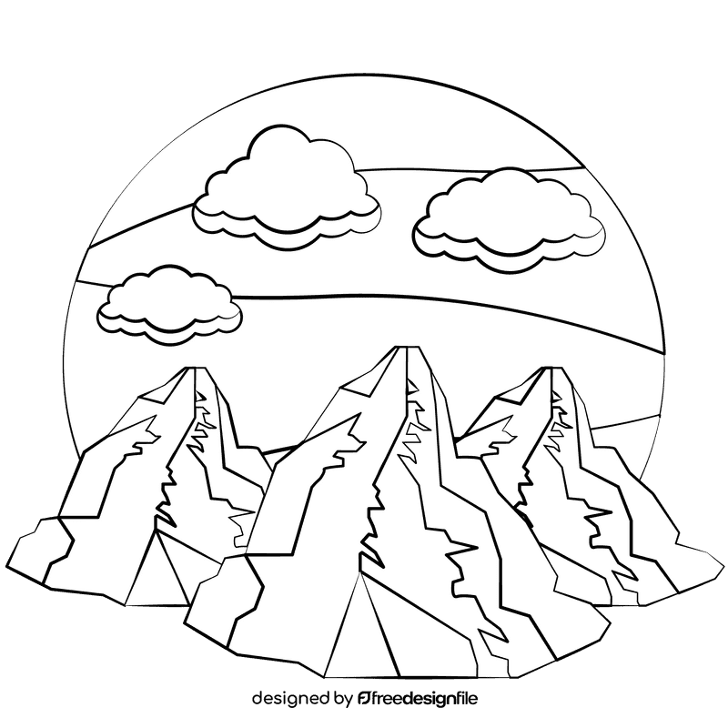 Rocky mountains black and white clipart