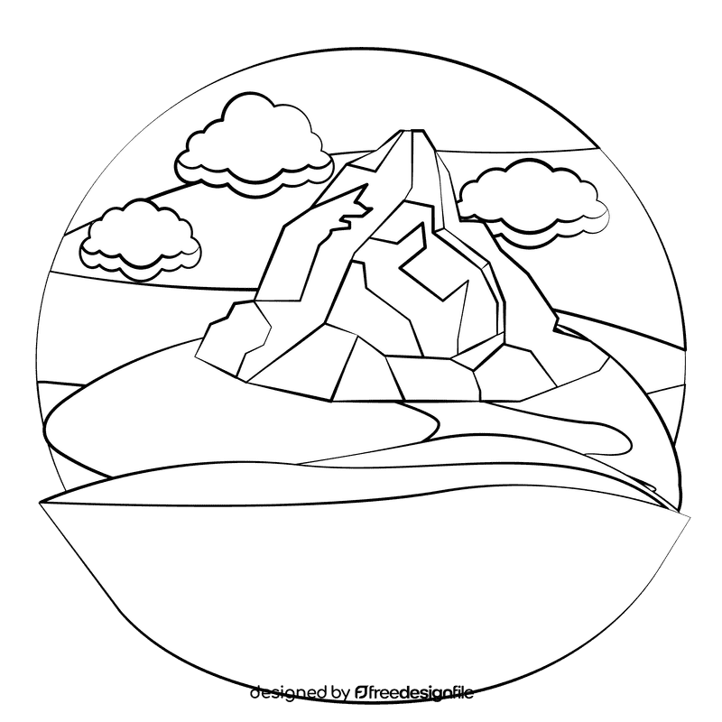 Sea cave black and white clipart