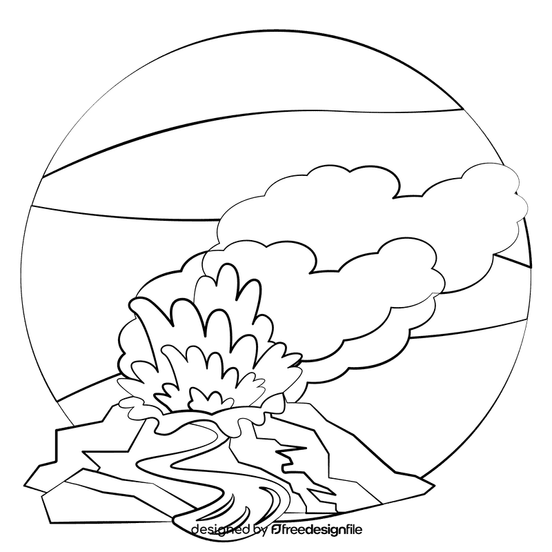 Shield volcano black and white clipart