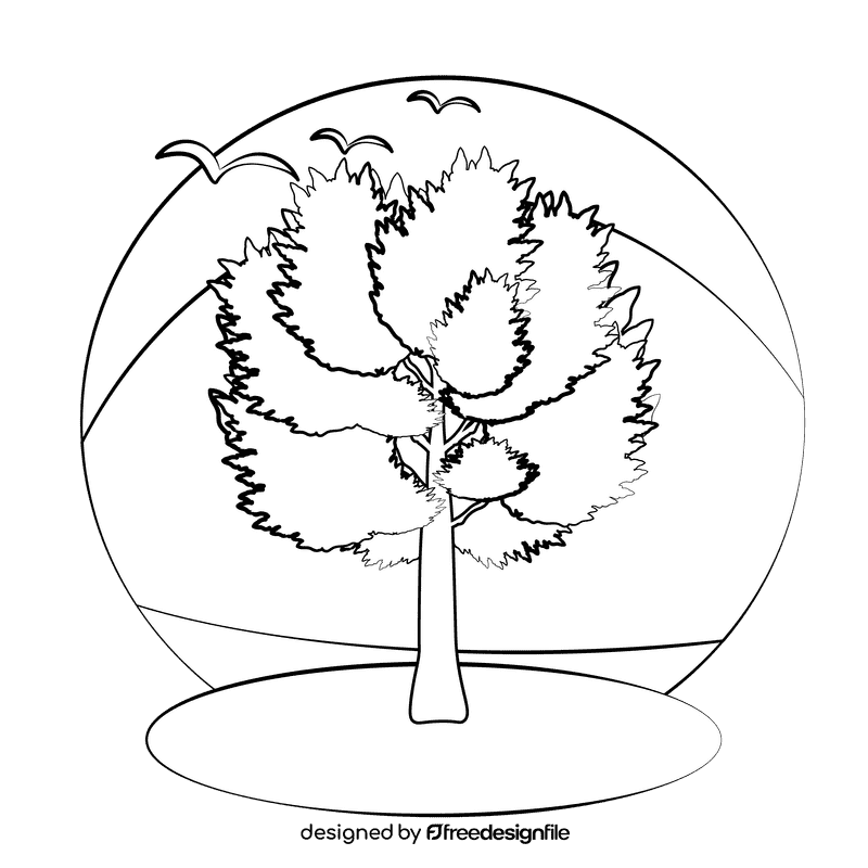 Mimosa tree black and white clipart