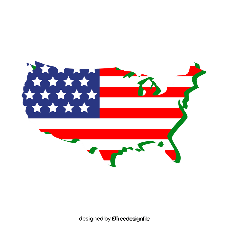 USA flag map clipart