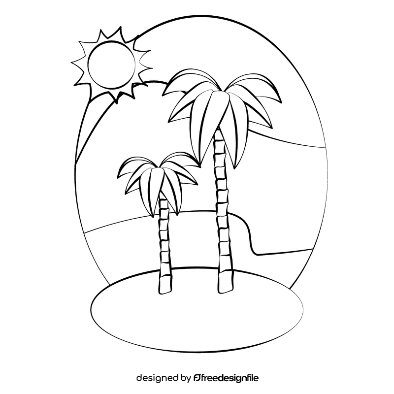 Palm tree black and white clipart