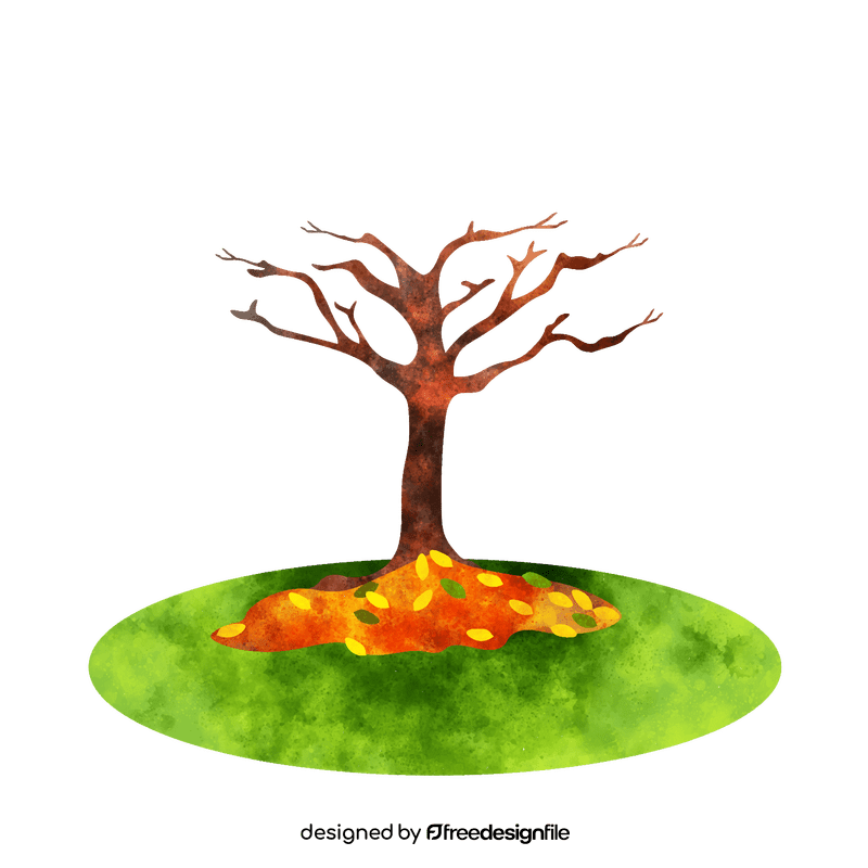 Tree with brown leaves, autumn tree clipart