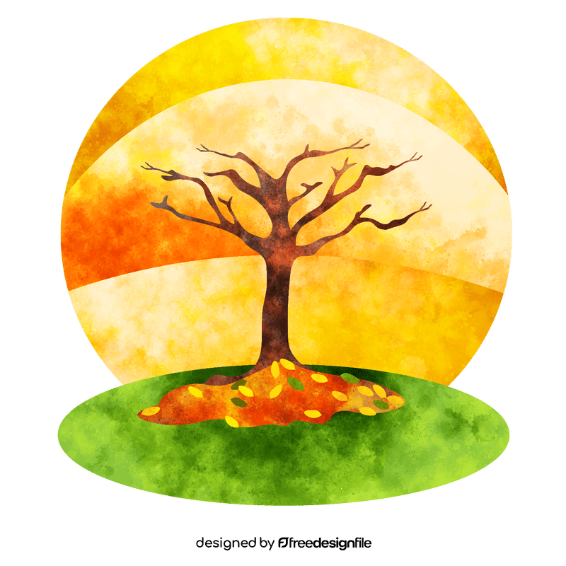 Tree with brown leaves, autumn tree vector