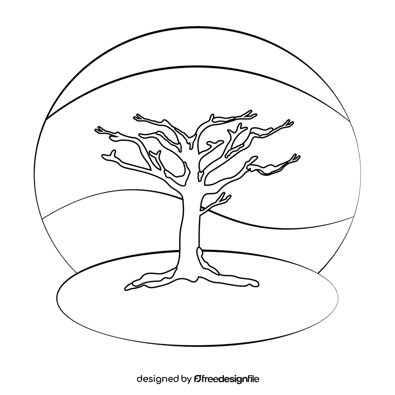 Tree without leaves black and white clipart