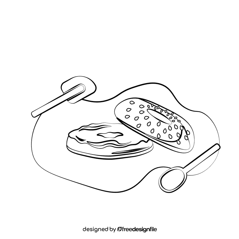 Bagel black and white clipart