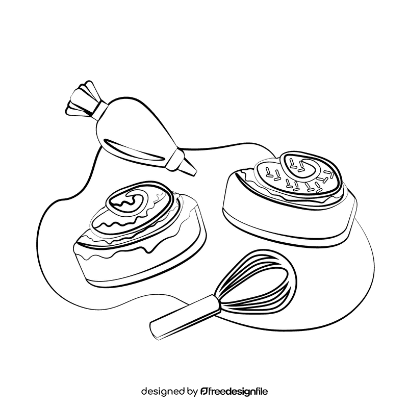 Cinnamon roll black and white clipart