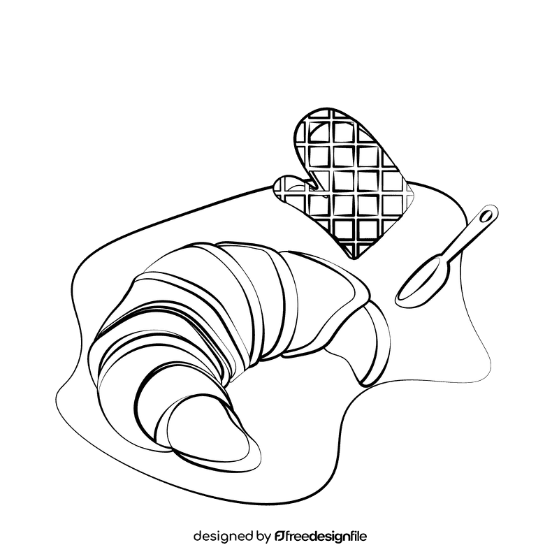 Croissant black and white clipart