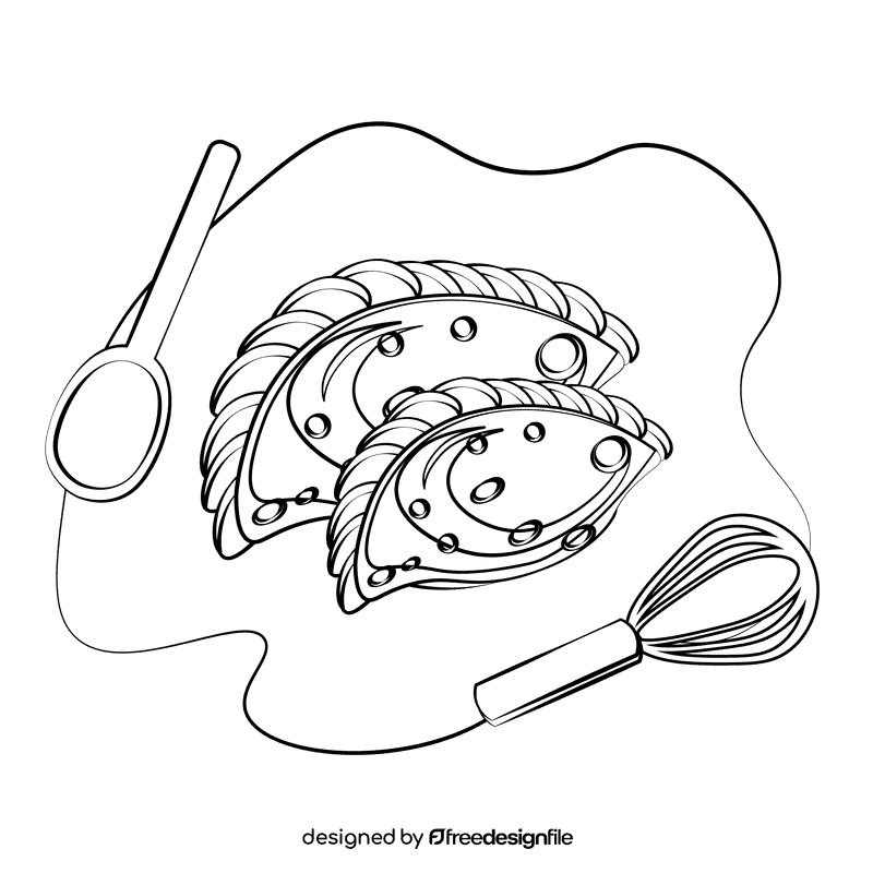 Curry puff black and white clipart