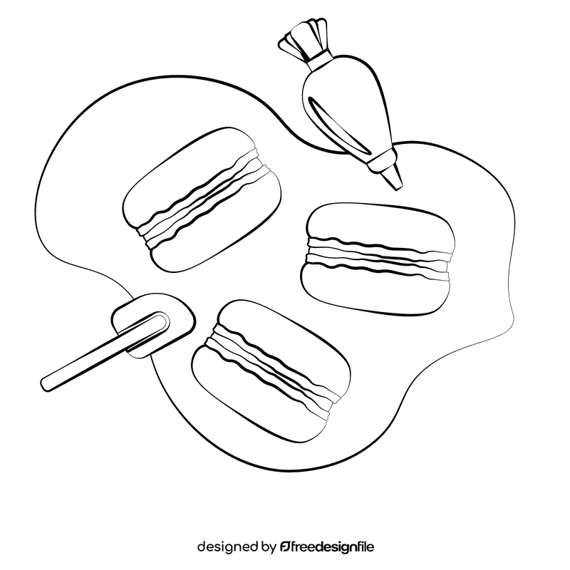 Macaron black and white clipart