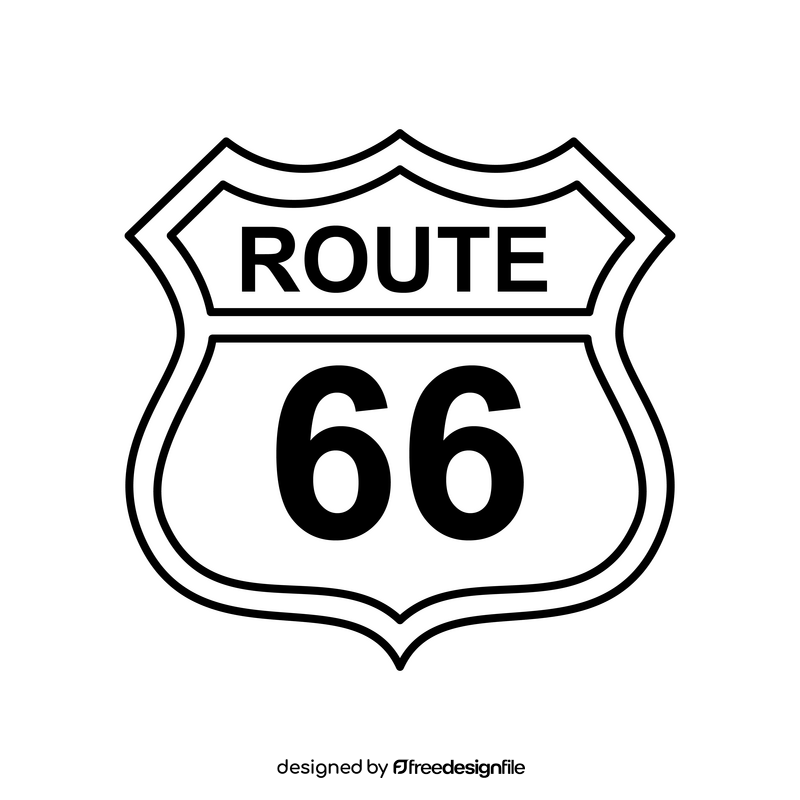 Route 66 emblem black and white clipart