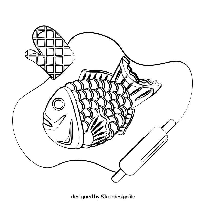 Taiyaki black and white clipart