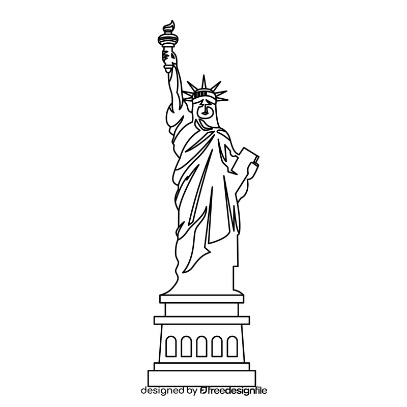 Statue of Liberty black and white clipart