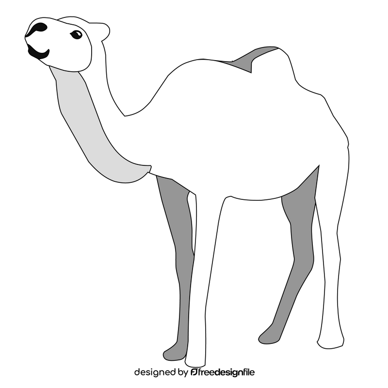 Asia camel black and white clipart
