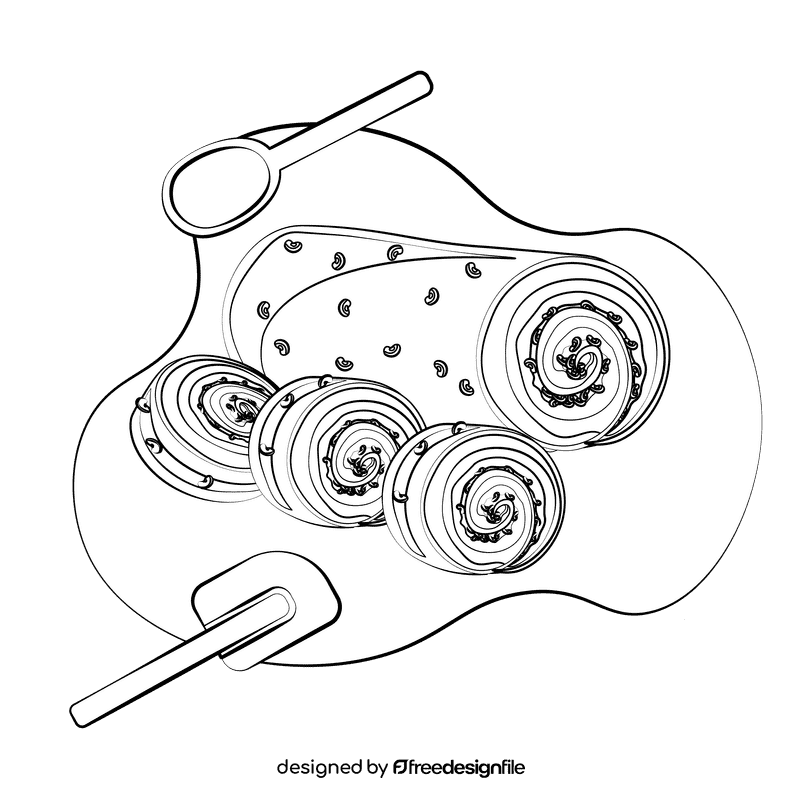 Matcha swiss roll black and white clipart