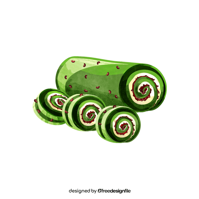 Matcha swiss roll clipart