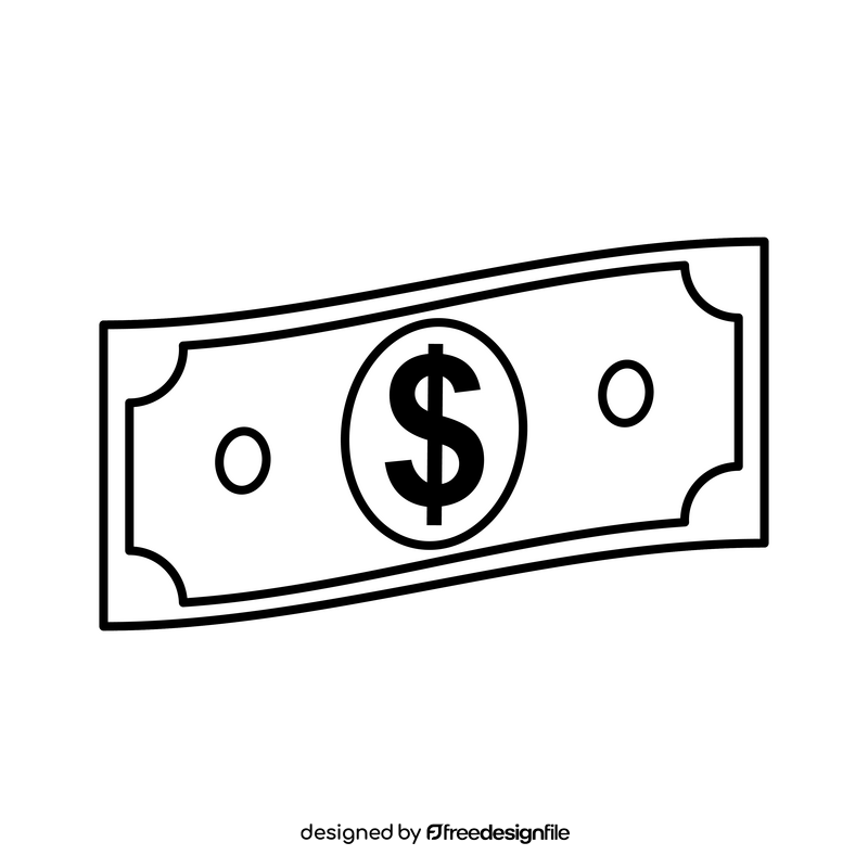 US dollar black and white clipart