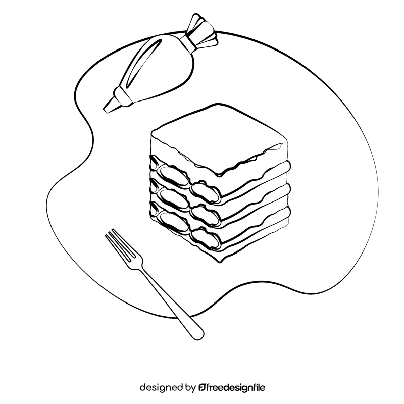 Tiramisu black and white clipart