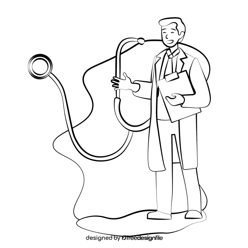 Doctor black and white clipart