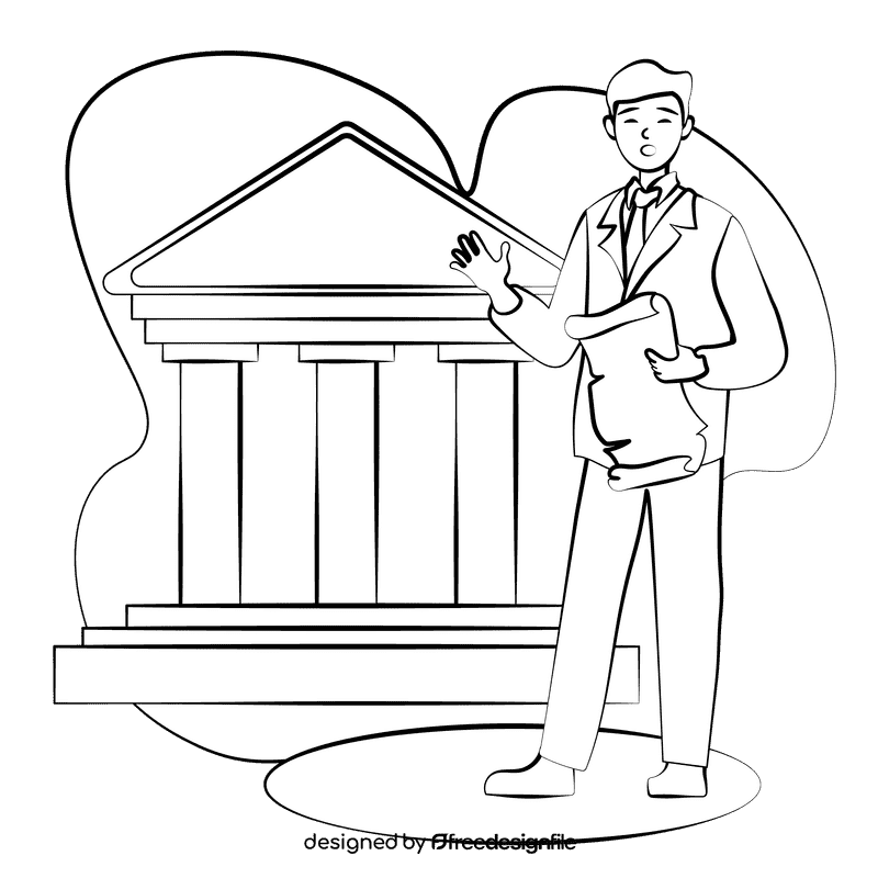 Historian black and white clipart