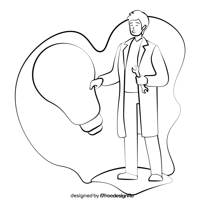 Inventor black and white clipart