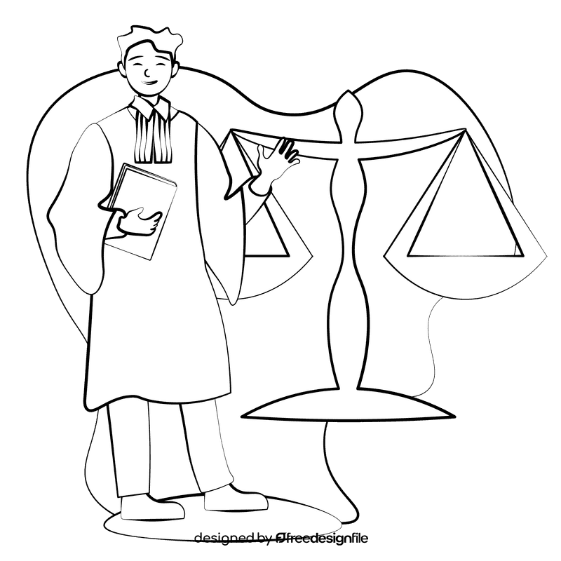 Lawyer black and white clipart