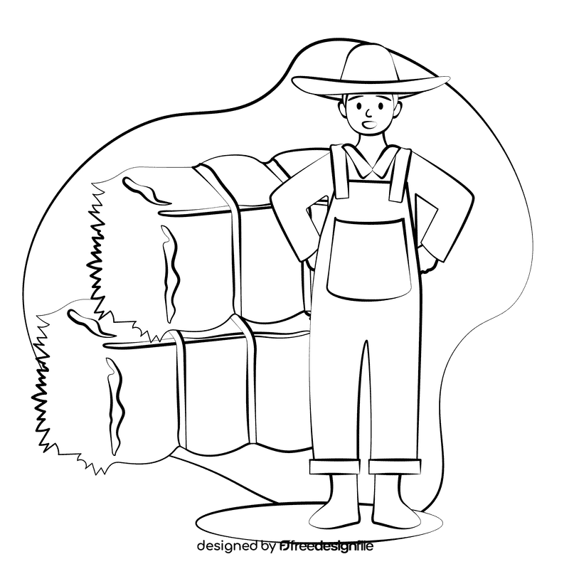 Live stock farmer black and white clipart