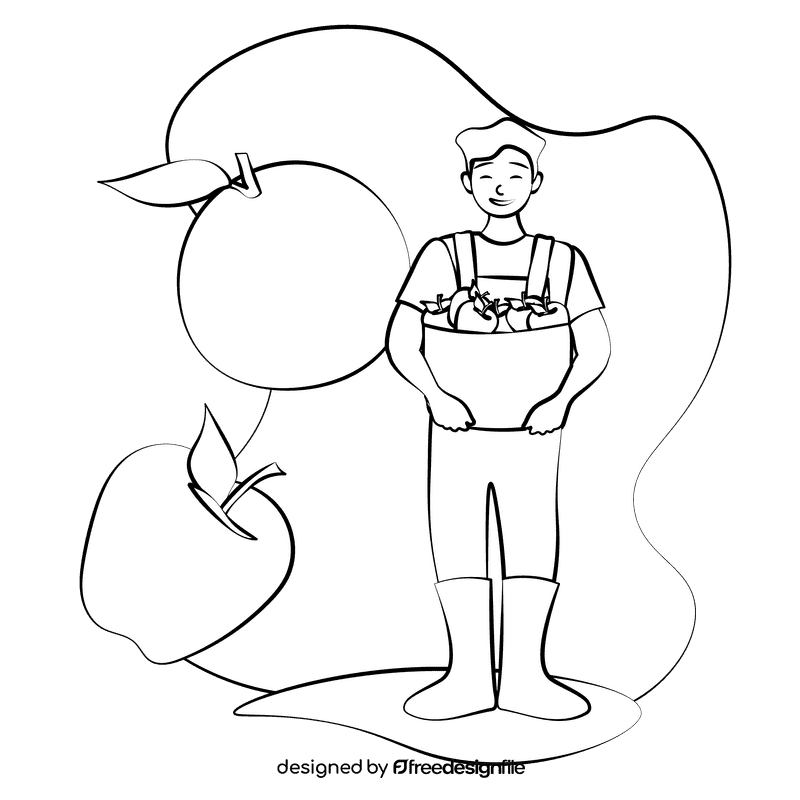 Orchard farmer black and white clipart