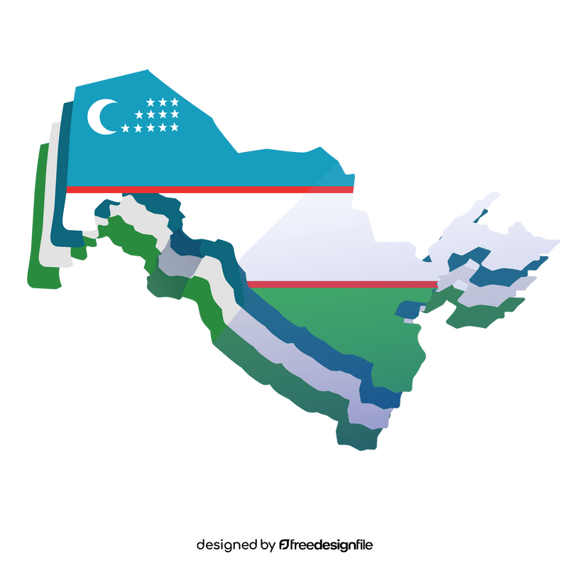 Uzbekistan flag map clipart
