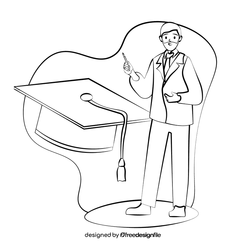 Professor black and white clipart