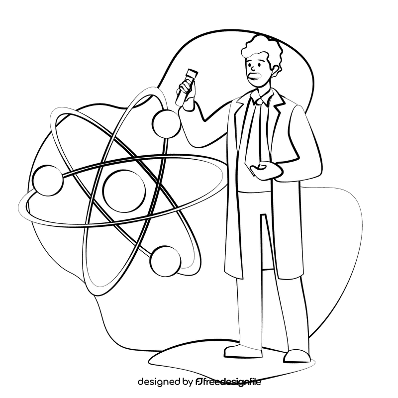 Scientist black and white clipart