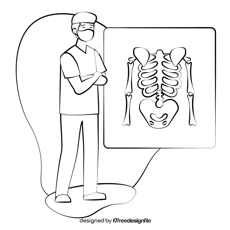 Surgeon black and white clipart