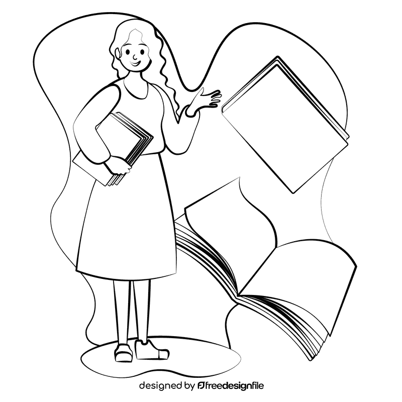 Librarian black and white clipart