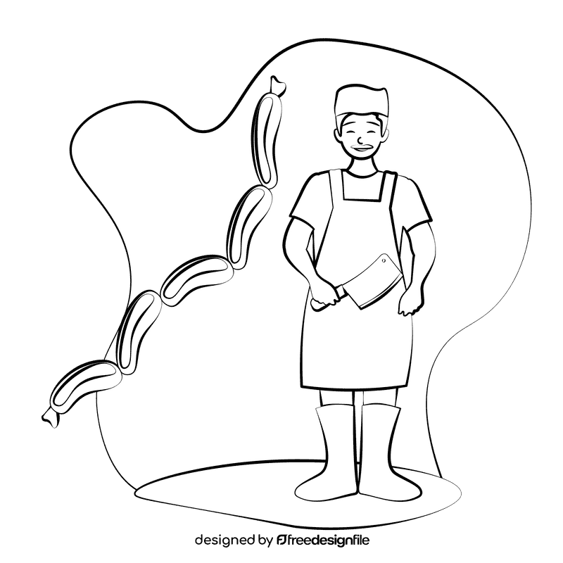 Butcher black and white clipart