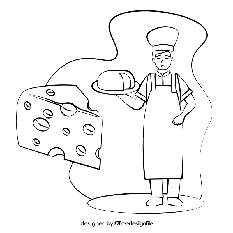 Cheesemonger black and white clipart