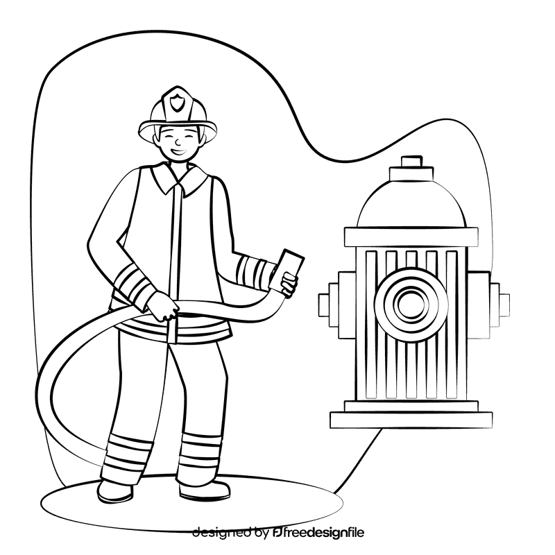 Firefighter black and white clipart