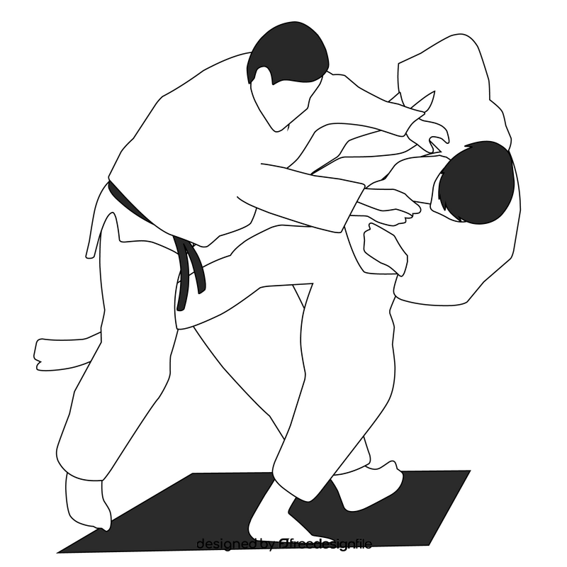 Kurash wrestling black and white clipart
