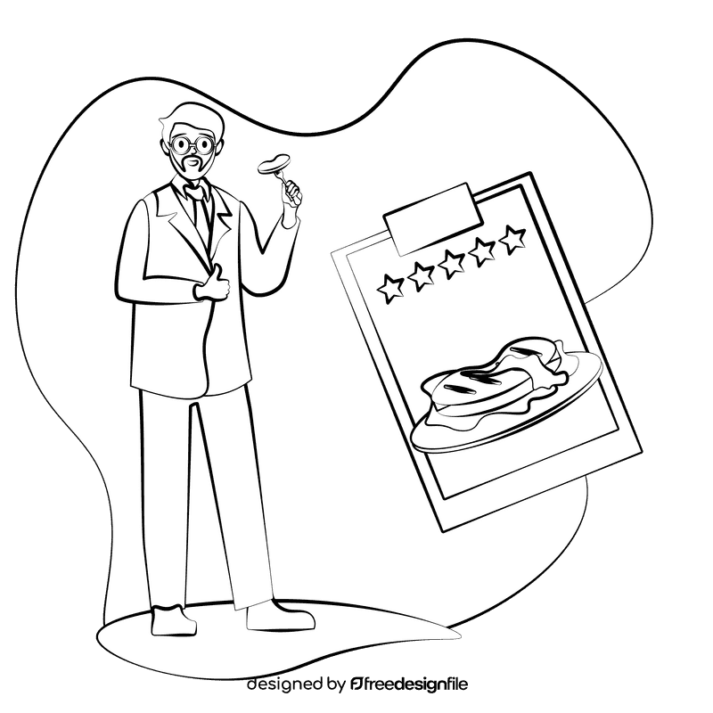 Food critic black and white clipart