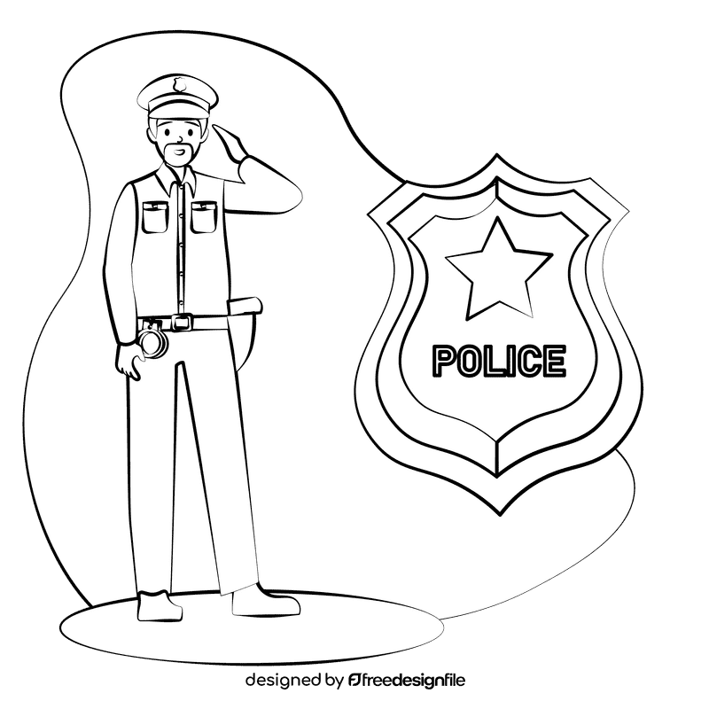 Police black and white clipart