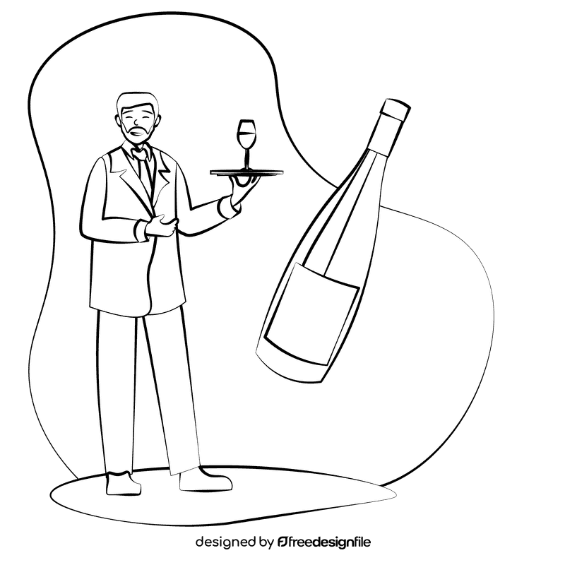 Sommelier black and white clipart