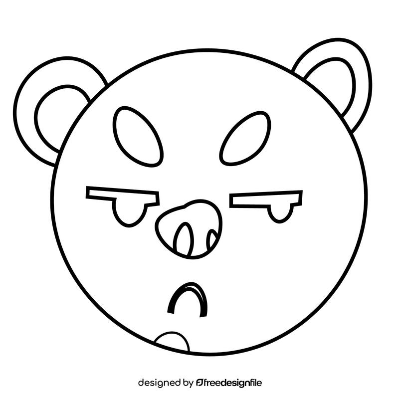 Sad bear head cartoon black and white clipart