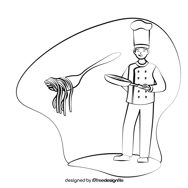 Western chef black and white clipart