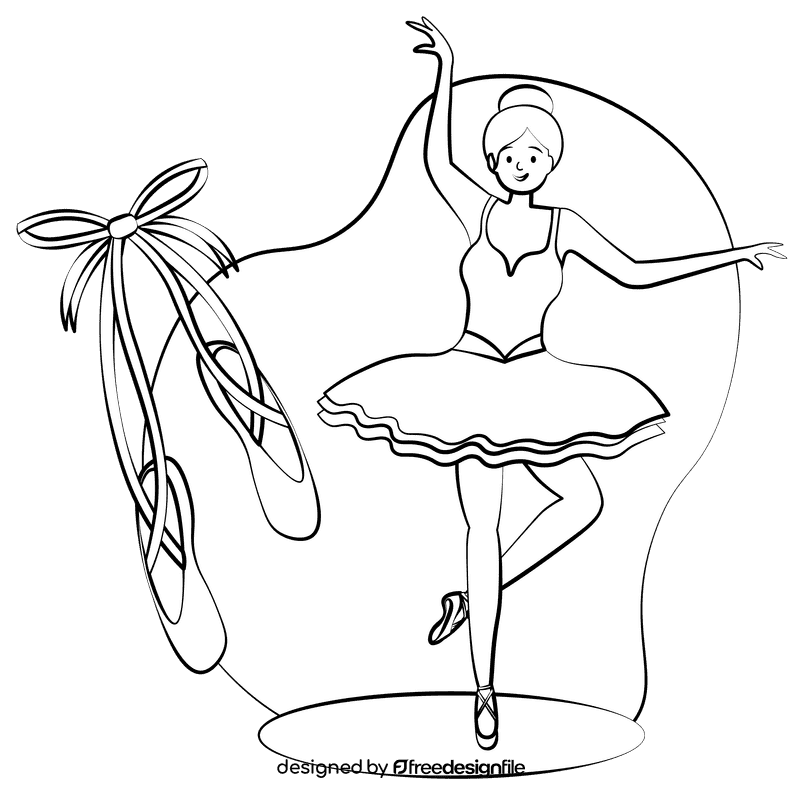 Ballerina black and white clipart